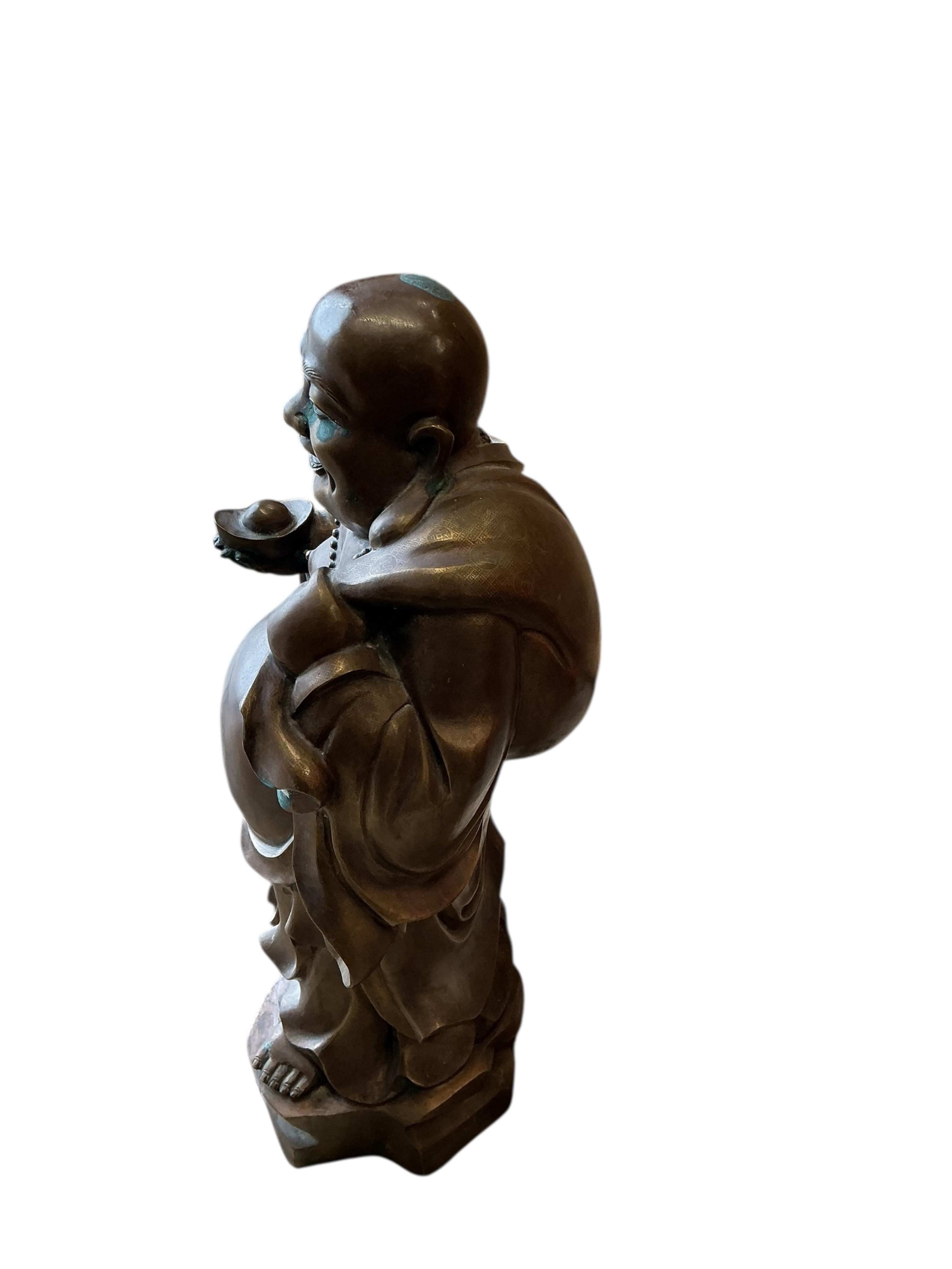A Japanese bronze figure of a Budai, height 78cm